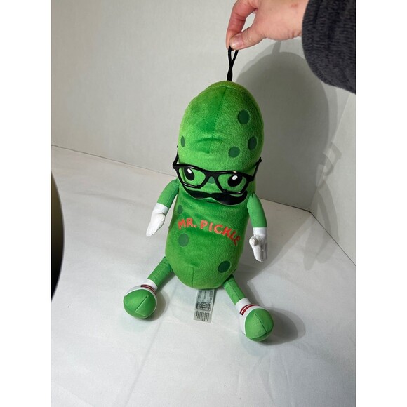 MR PICKLE STUFFED PLUSH DOLL W/ MUSTACHE AND PLASTIC GLASSES FIESTA - Picture 5 of 6